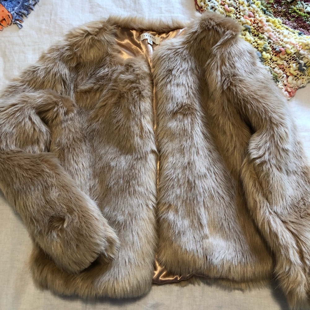 Tan faux fur coat